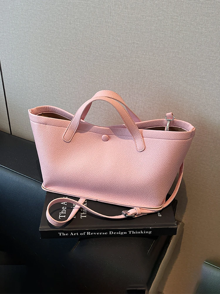

Large Capacity Women Handbags Korean Style Solid Color Simple Shoulder Crossbody Bags Vintage Casual Commuting Tote Pack