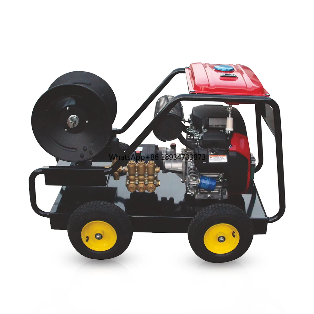 Gasoline engine 150bar high pressure drain sewer pipeline cleaning machine