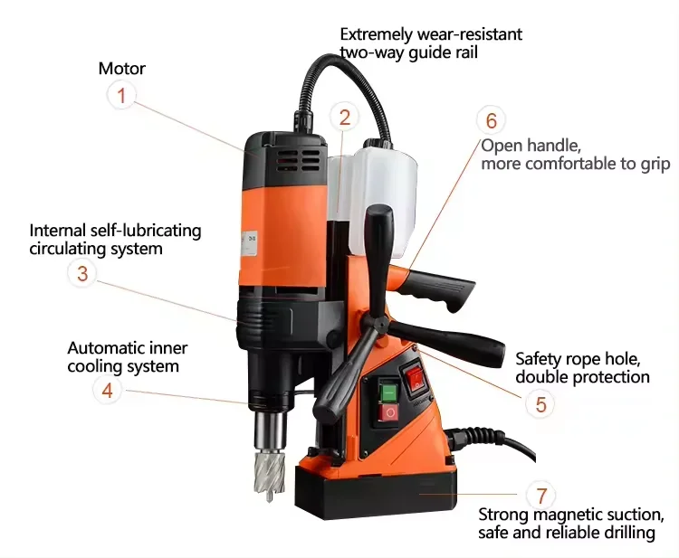 Small Portable Drilling Machine Industrial Class Electromagnetic Seat Drilling Speed Regulation High-Power Drilling Machine
