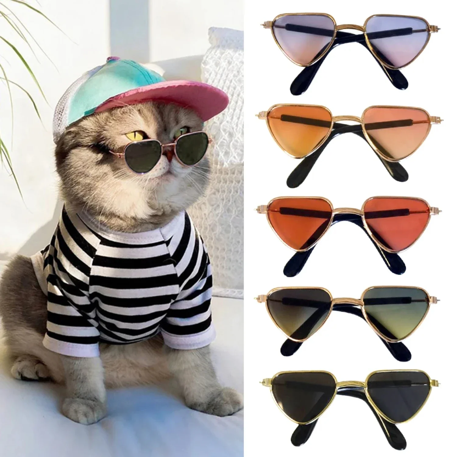 

Stylish and fashionable pet accessories: Trendy UV protection sunglasses for pets - Retro round shape designer circular shades f