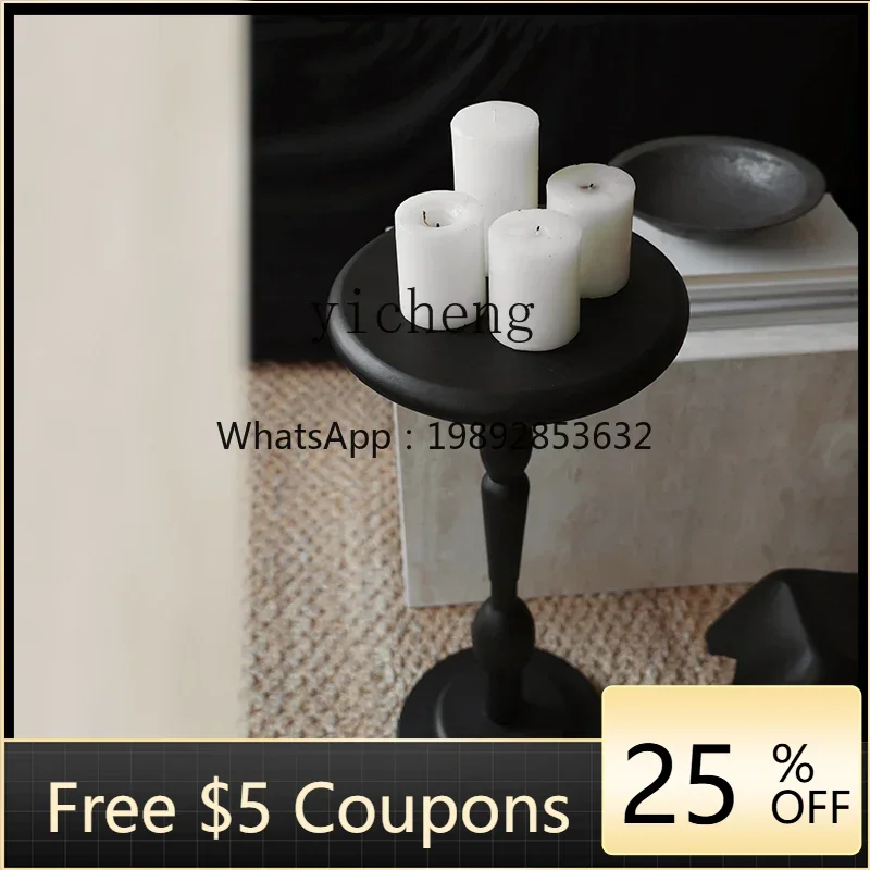 

1 mid-ancient style solid wood edge table coffee table round sofa living room wabi-sabi low stool retro storage round table