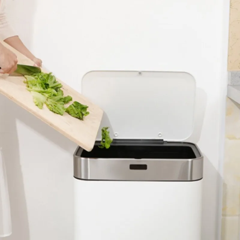 Stainless Steel Intelligent Sensor Trash Can Household Large Capacity High-legged Style Waste Bins Simple Modern Home Decoration