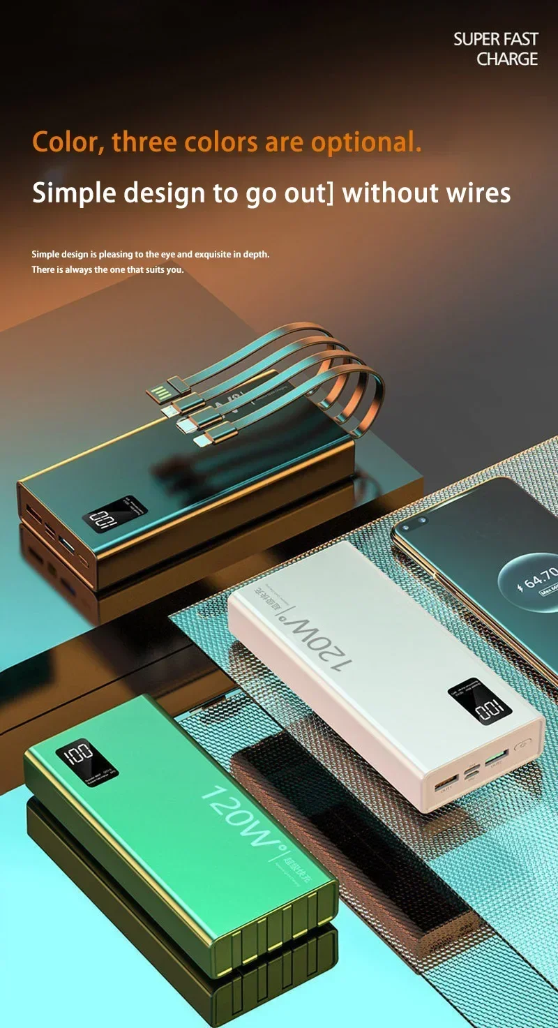 Xiaomi 50000mAh High Capacity Power Bank 4 in 1 120W Fast Charging Powerbank Portable Battery Charger For iPhone Samsung Huawei image 6