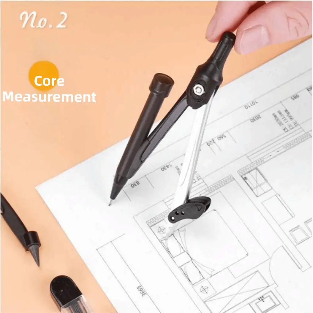 9Pcs/Set Straight Ruler Math Geometry Kit Protractor Compass Multi-Function Ruler Set Set Square Lead Core