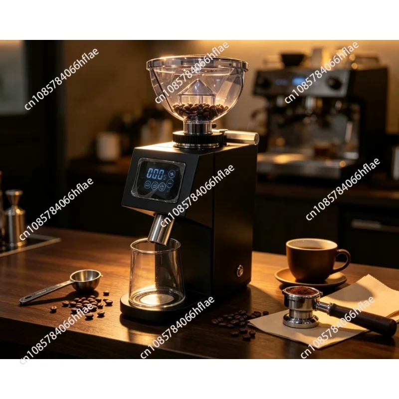 Electric Touch Screen Conical Burr Coffee Grinder, Professional Portable Household Coffee Mill