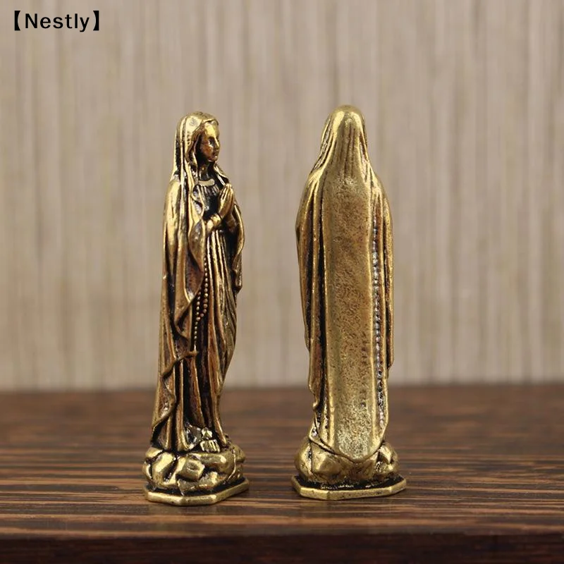 Brass Maria Figurine Pendant Brass Maria Figurine Pure Copper Vintage Virgin Mary Figurine〔Nest〕