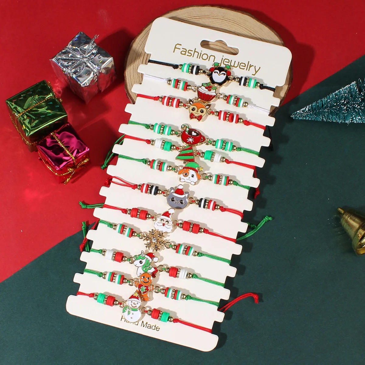 

Модный рождественский набор браслетов с героями мультфильмов, Санта-Снеговик, браслет-цепочка из бисера, подарок для детей и взрослых, домашний декор, подарок на Хэллоуин и Рождество