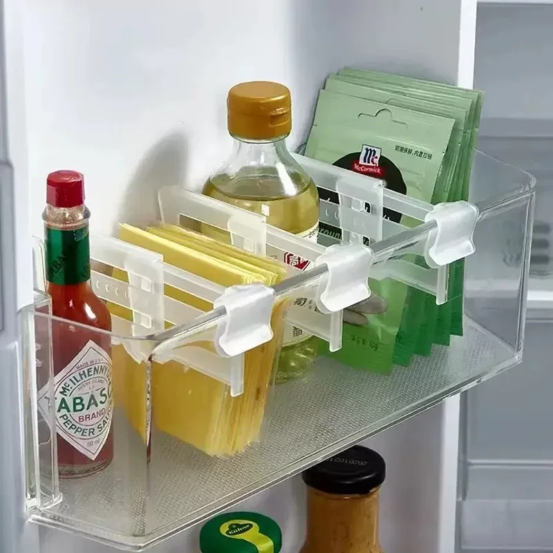 4 قطعة مقسم تخزين الثلاجة قسم تخزين الباب الجانبي فواصل يربك قابلة للتوسيع منظم رف زجاجات المطبخ