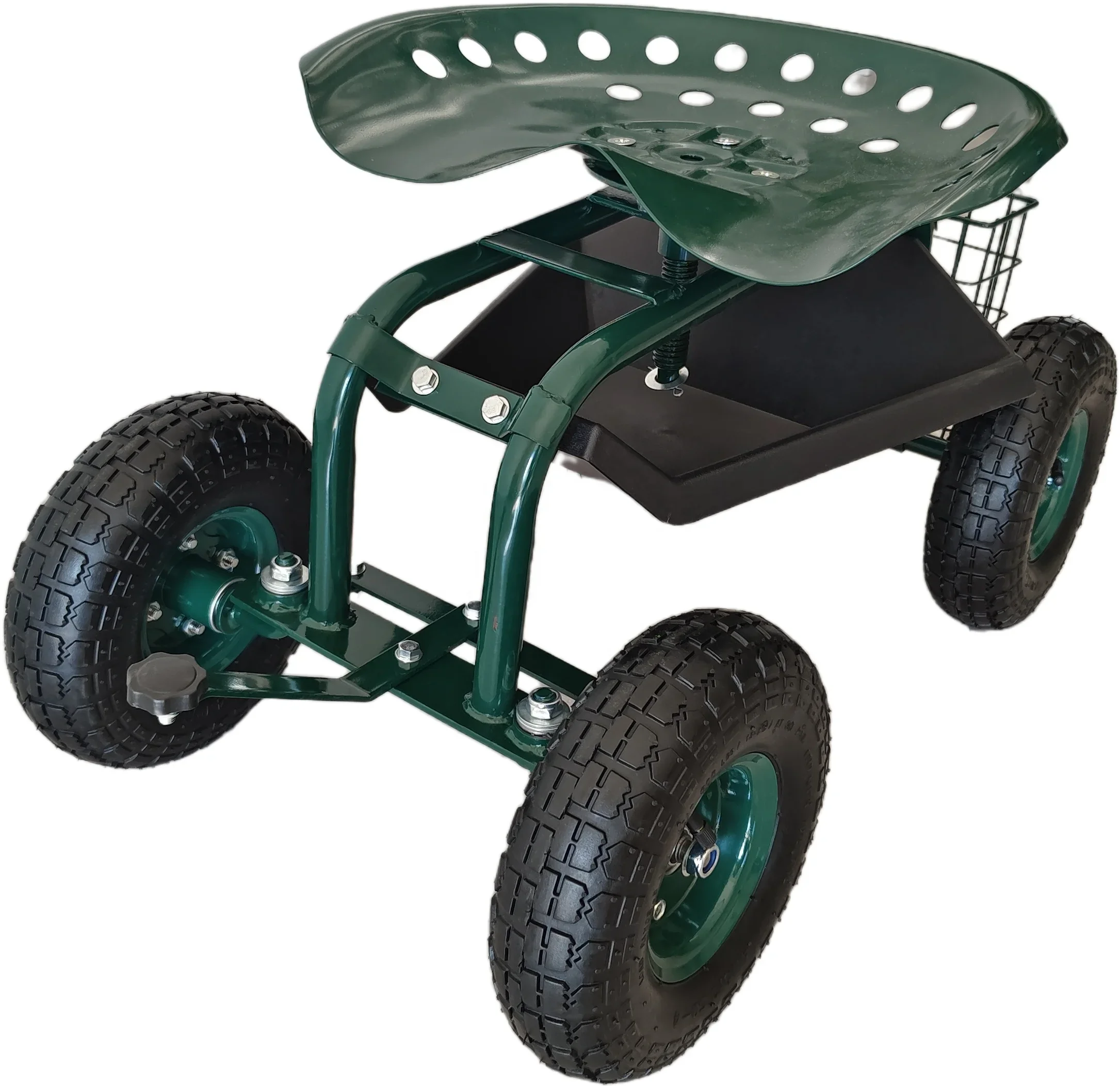 Rolling Gardening Cart with Adjustable 360-Degree Swivel Seat 4 Wheels Garden Cart Gardening Stool for Planting