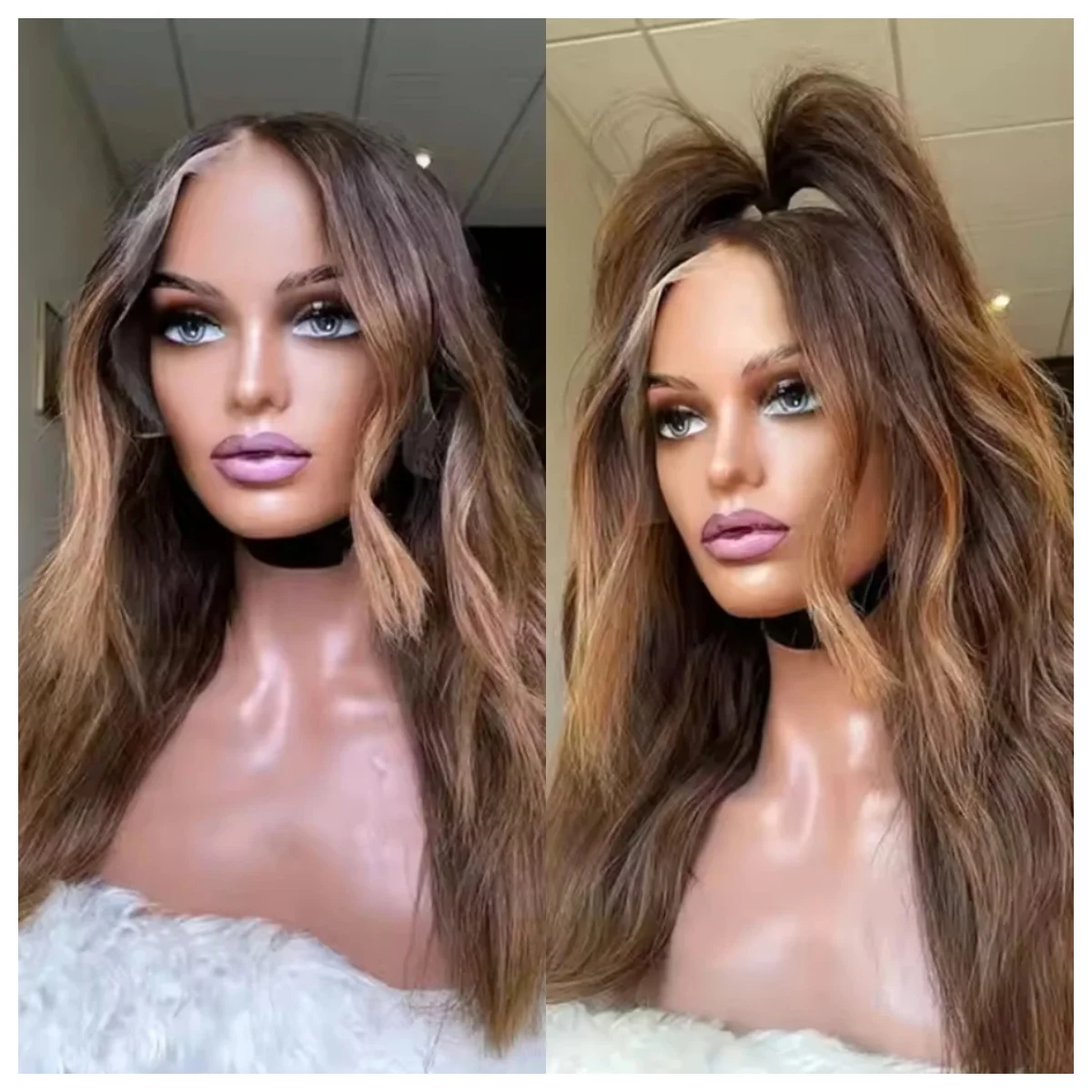 

13x4 HD Lace Front Wig Natural Looking 16Inches Short Dark Brown Wave Wig Heat Resistant Synthetic Hair Daily Use Cosplay Wig