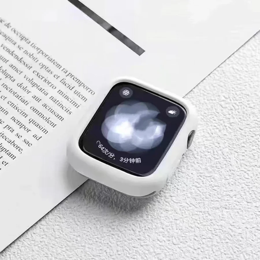 Bonita funda protectora de silicona serie blanca Ultra 10/9/8/7/6/ 38mm funda para Apple Watch 40mm 41mm 42mm 44mm 45mm 46mm 49mm