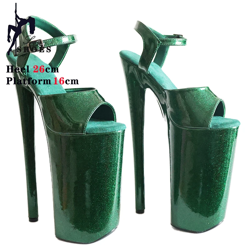 26CM Shiny Crystal PU High Heels Ultrahigh Heel Stripper Sandals Pole Dance Shoes New Peep Toe Party Models Stage Show Shoes