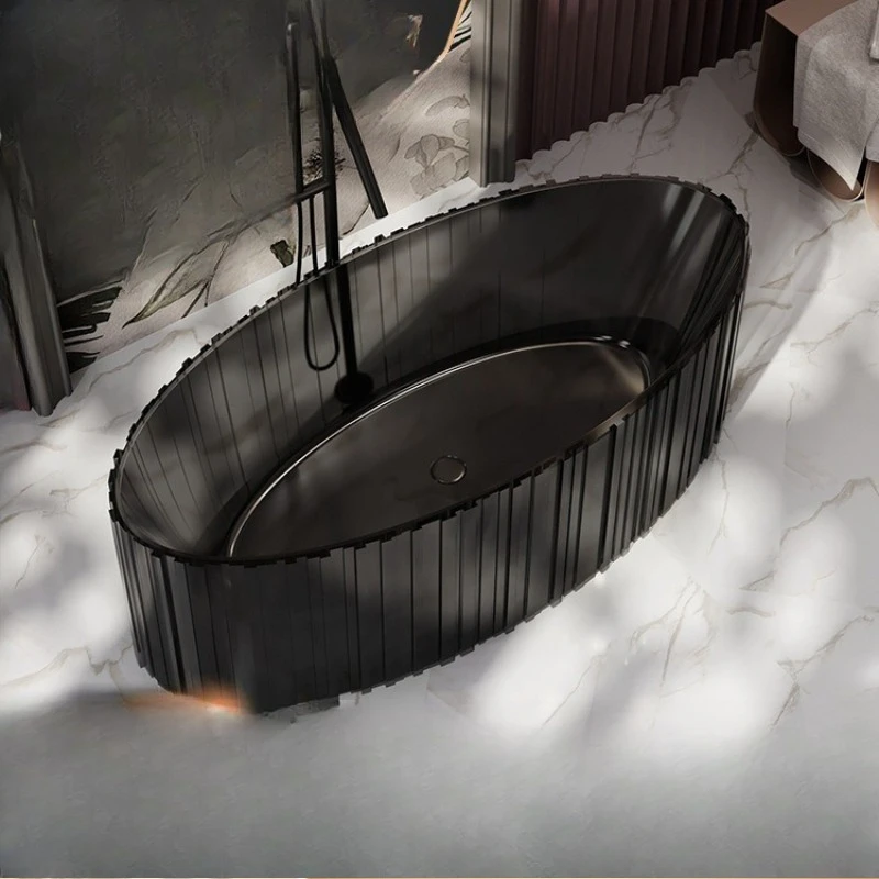 High-luxury new model, vertical striped transparent bathtub, oval freestanding, hotel homestay mansion