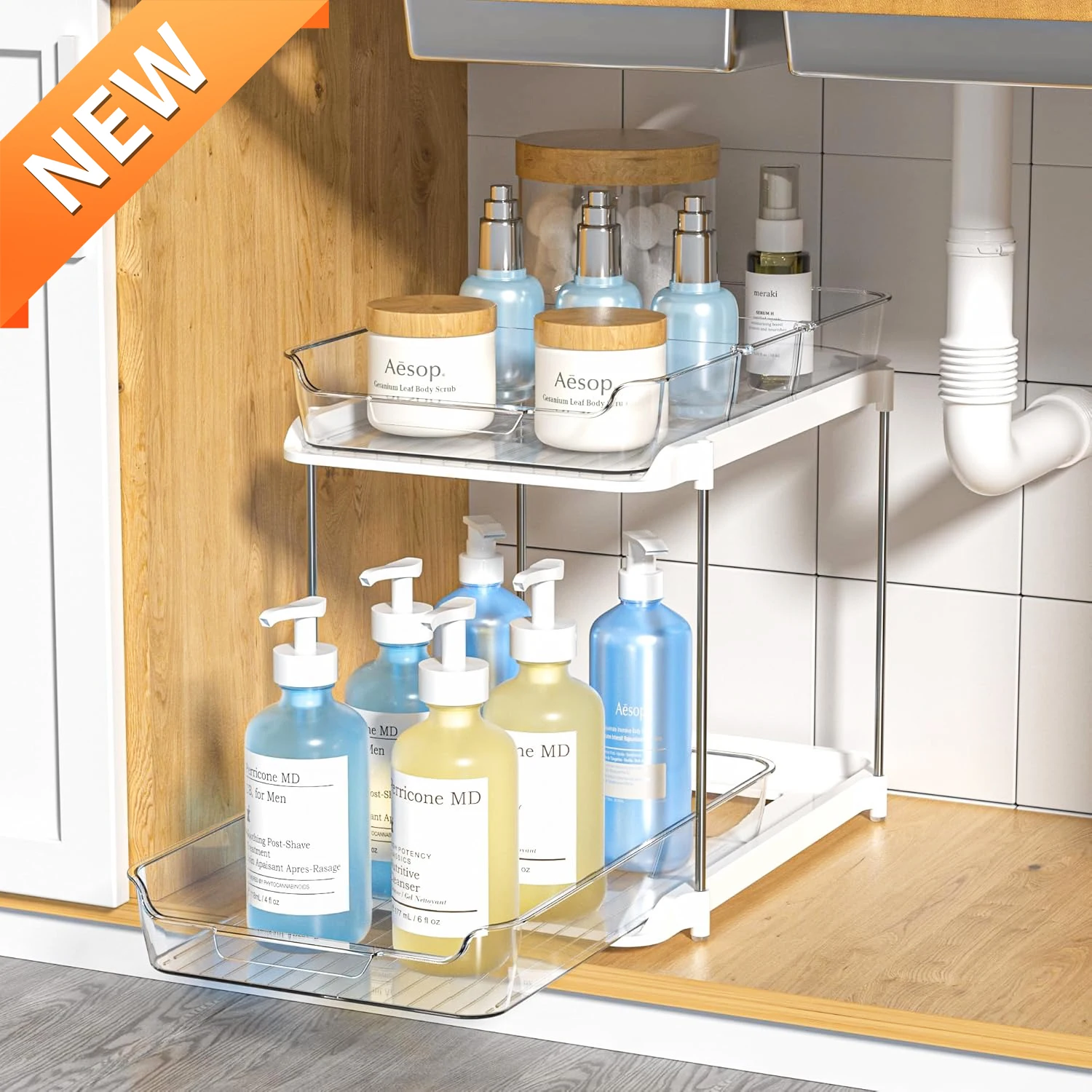 Multi-layer Kitchen Storage Rack PET Transparent Cosmetic Storage Box Desktop Drawer Storage Box Bathroom Under Sink Organizers