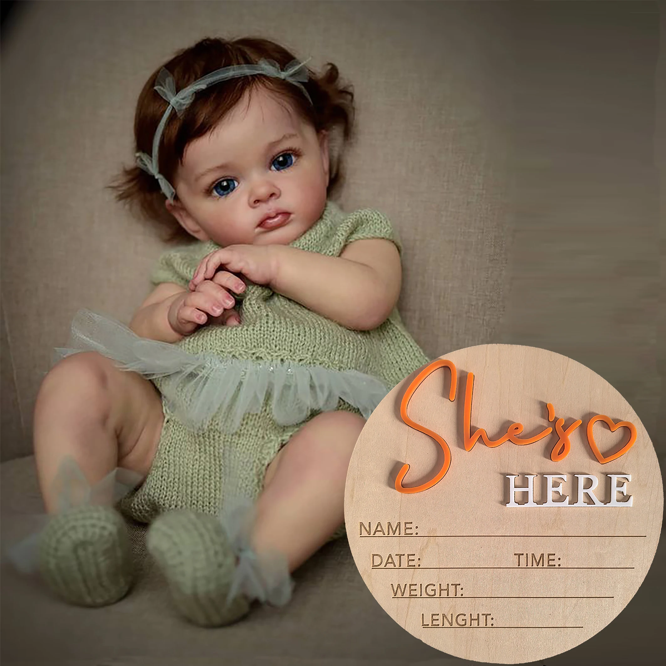 

24-Inch Lifelike Reborn Doll Pure Handmade Hair Transplant Imported Soft Rubber Limbs Movable Baby Doll Children's CompanionW211