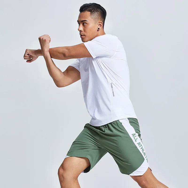 Icy-Cool-Conjuntos de ropa deportiva para hombre, camisetas deportivas transpirables de seda de hielo para jóvenes, Kits de camisetas de fútbol para gimnasio, pantalones cortos