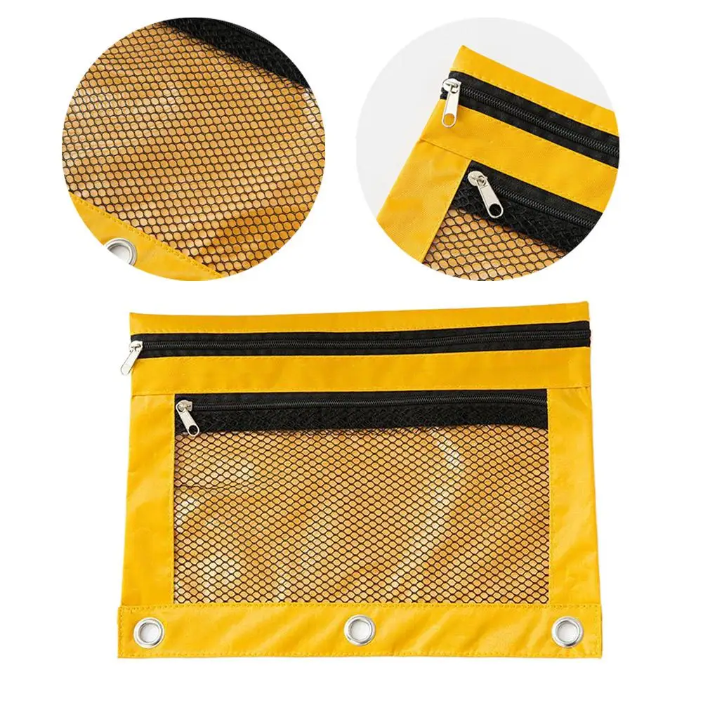 Double Zipper Pencil Pouch Case  Binder Zipper File Storage Oxford Cloth Stationery Storage Bag File Pocket Waterproof Pen Bag ﻿