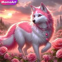 Momoart Diamond Painting Fox Animal Picture Rhinestones DIY Diamond Mosaic Wolf Pattern For Adults Beginners Child Hobby