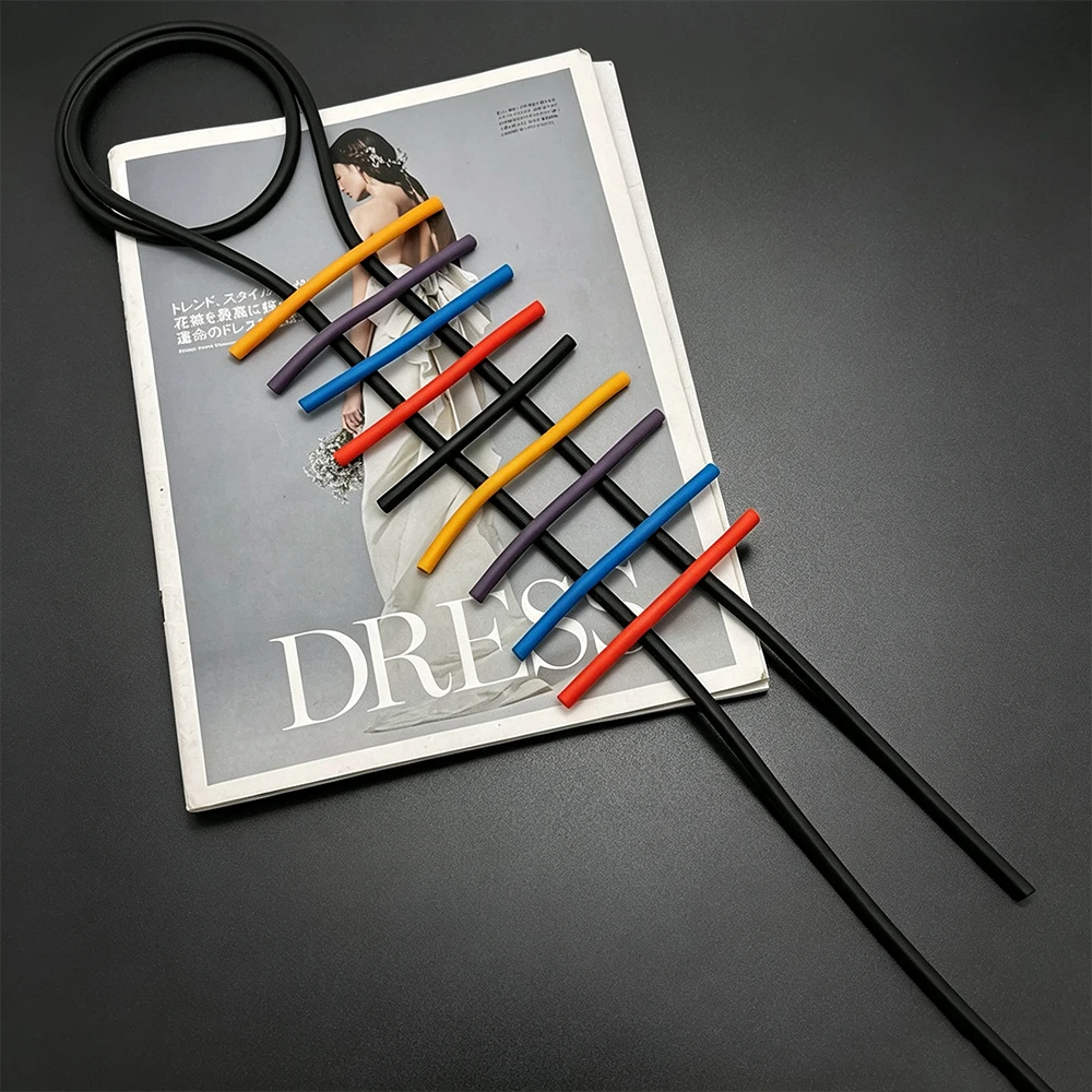 UKEBAY Gothic Pendant Colorful Rubber Necklaces Minimalist Geometric Sweater Fahion Jewelry Lightwieght Daily Clothes Necklace