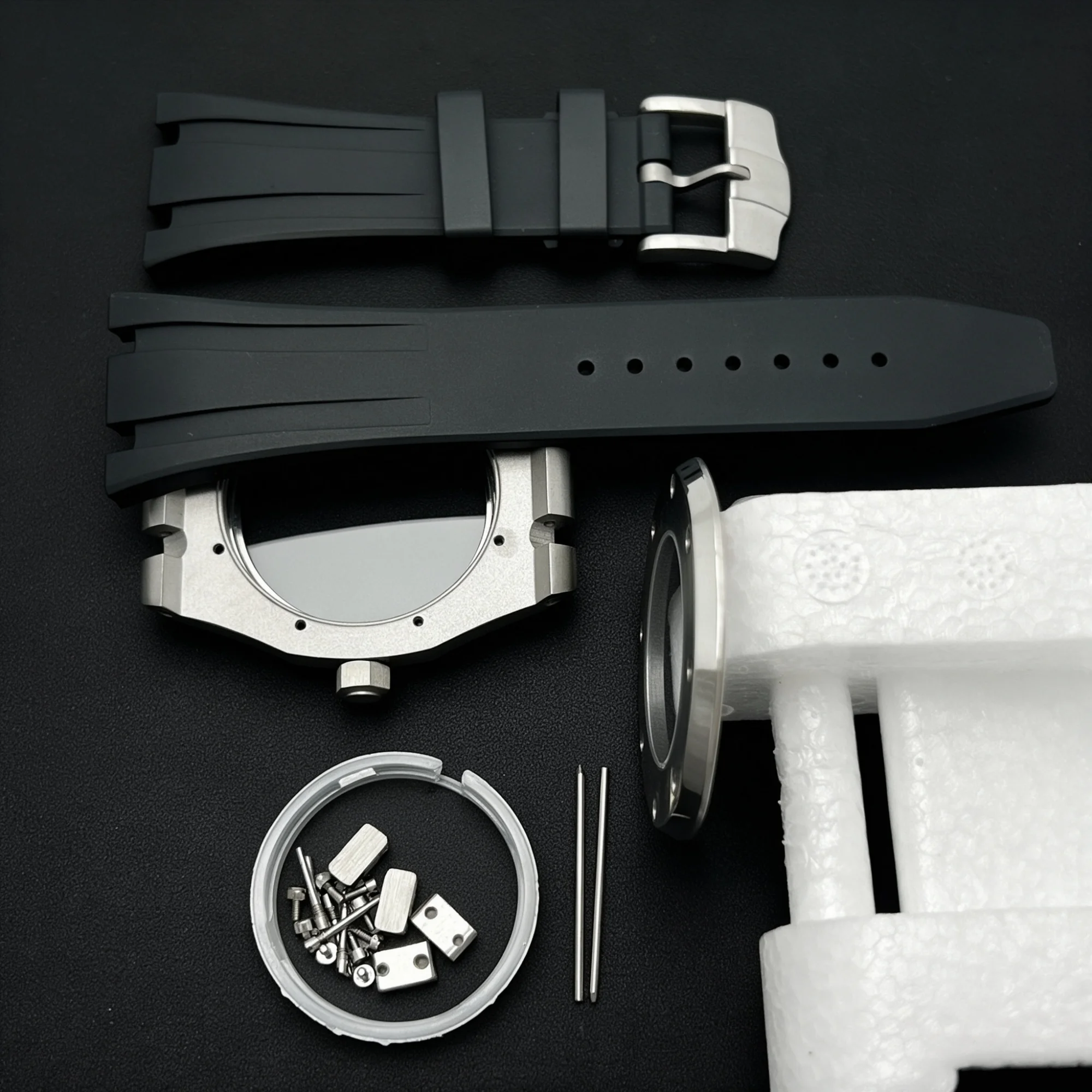 41MM Silver Black Gold Case Silicone Strap Buckle Fits Seiko NH35 NH36 NH70 Movement Automatic Watch for 31.8mm Dial Hands