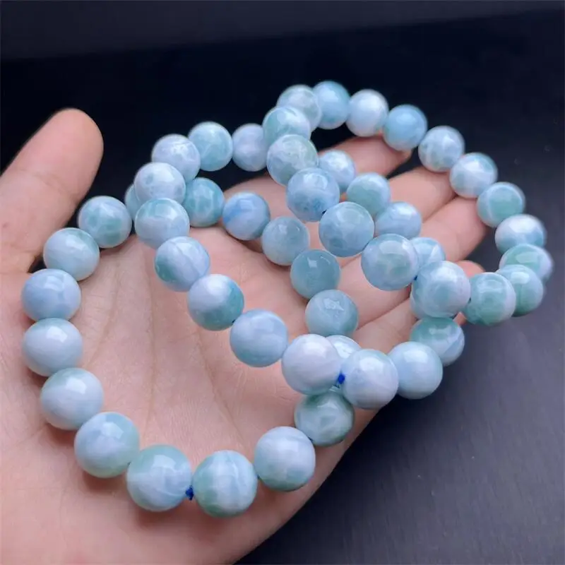 10MM Natural Larimar Bracelet Women Fashion Charm Crystal Healing Energy Gemstone Yoga Jewelry 1PCS