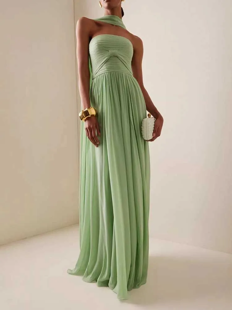 

Модное женское летнее платье без рукавов, сексуальное и шикарное, мятно-зеленое, вечернее, длинное, плиссированное, с открытой спиной, макси, без бретелек