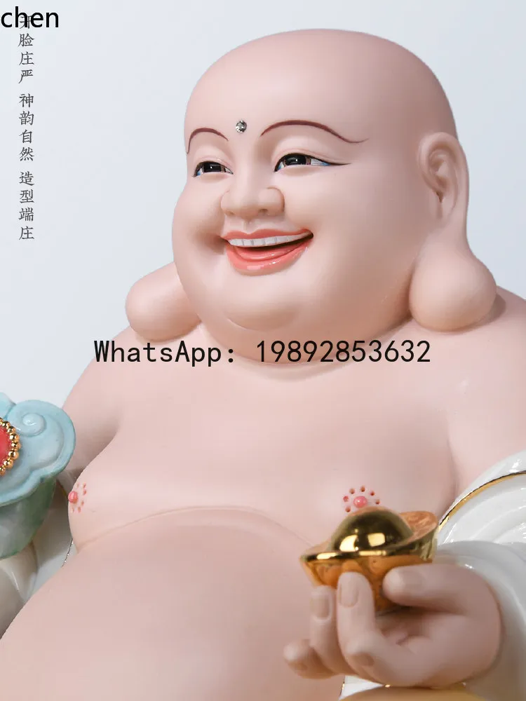 FX   ceramic  big belly laughing buddha bodhisattva home hand-painted buddhist hall bring in wealth and treasure ornaments