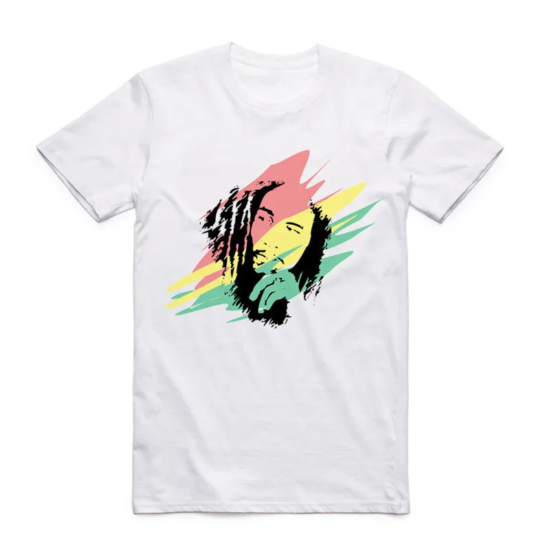 Fashion Men Print Bob Marley Reggae Rastafari T-shirt O-Neck Short Sleeve Rasta Rastafarian 420 Weed Unisex Top Tee T Shirt