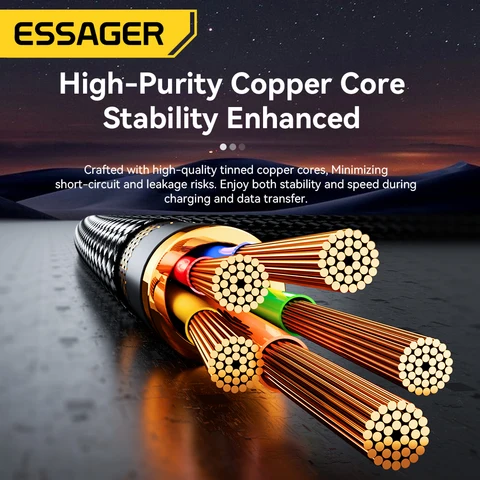 Кабель Essager 2 в 1 USB Type C 65 Вт для быстрой зарядки iPhone, MacBook, Xiaomi — пример использования