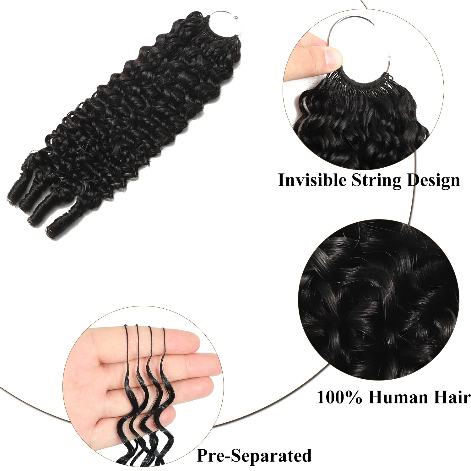Fayniss Burmesische Locken Boho Zöpfe Häkel-Echthaarverlängerungen 120g Vorgefertigte Wunderknoten Federhaar 100% Echthaar – Detail 3