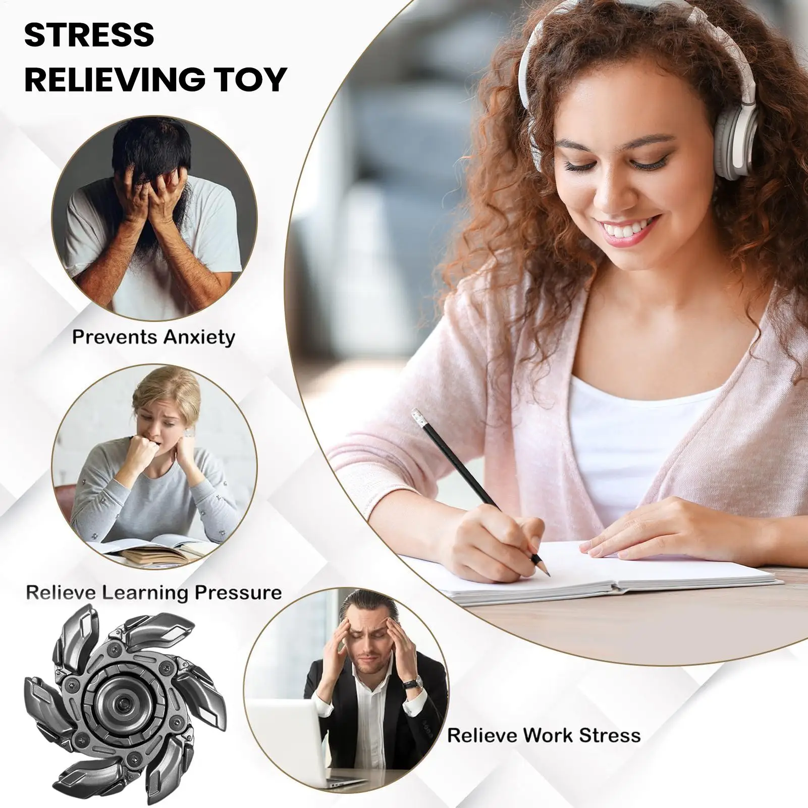 جديد FingerSpinner تململ اليد سبينر لعبة مضادة للقلق يخفف الإجهاد FingerSpinner تهدئة لعبة EDC الكبار الاطفال هدية