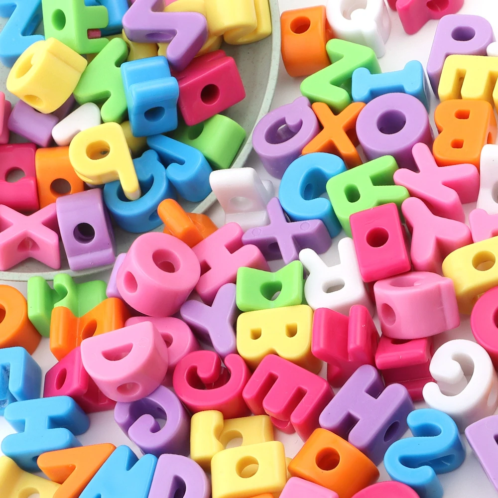 10-26 teile/los Mix Farbe Acryl Alphabet Anzahl Perlen Großes Loch Lose Perlen Für Schmuck Machen DIY Armband Halskette schlüsselbund – Detail 4