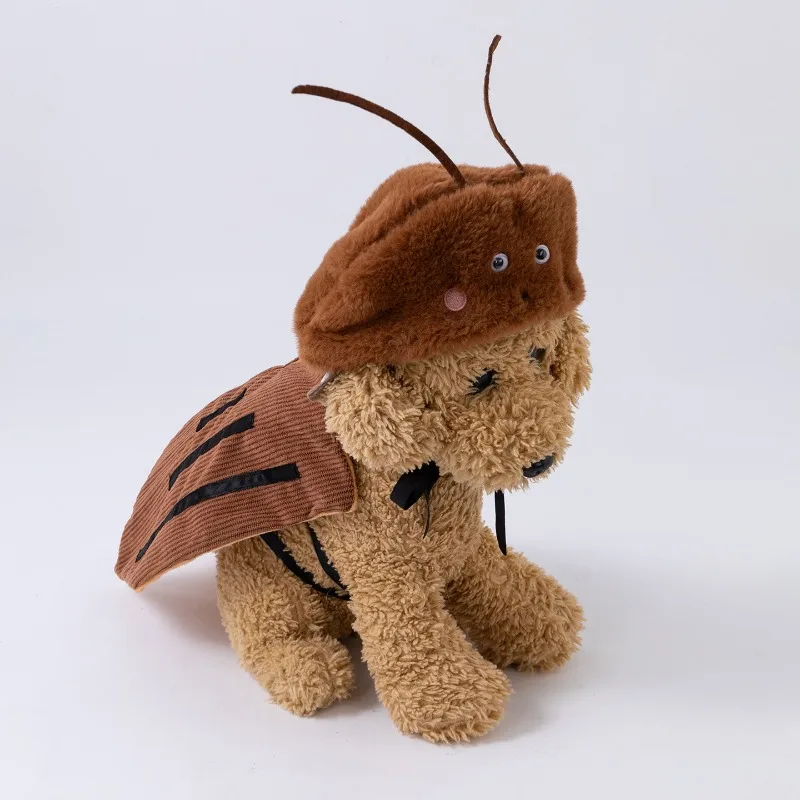 Christmas Cat Dog Costume Corduroy Fabric Cat Dog Costume Insect Shaped Pet Dress Up Holiday Party Apparel