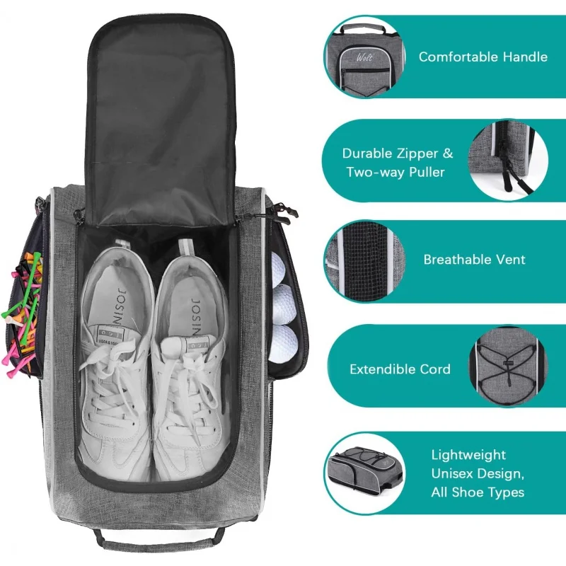 Wolt Golf Shoe Bag - Sports & Travel Shoes Carrier Bags with Ventilation &  Socks, Tees, Golf Balls,