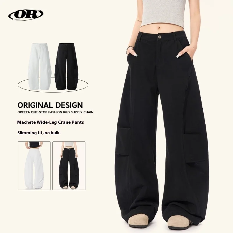 

OR FL Американские усовершенствованные брюки с изогнутыми ножками 100, хлопковые женские костюмные брюки, мешковатые универсальные широкие брюки длиной до пола