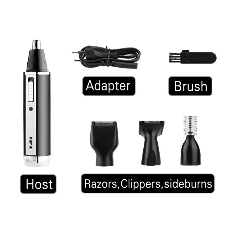 ماكينة تشذيب شعر الأنف قابلة لإعادة الشحن للرجال والوجه والجسم واللحية والحاجب ومنظف الأذن والاستمالة ومجموعة ماكينة حلاقة الشعر