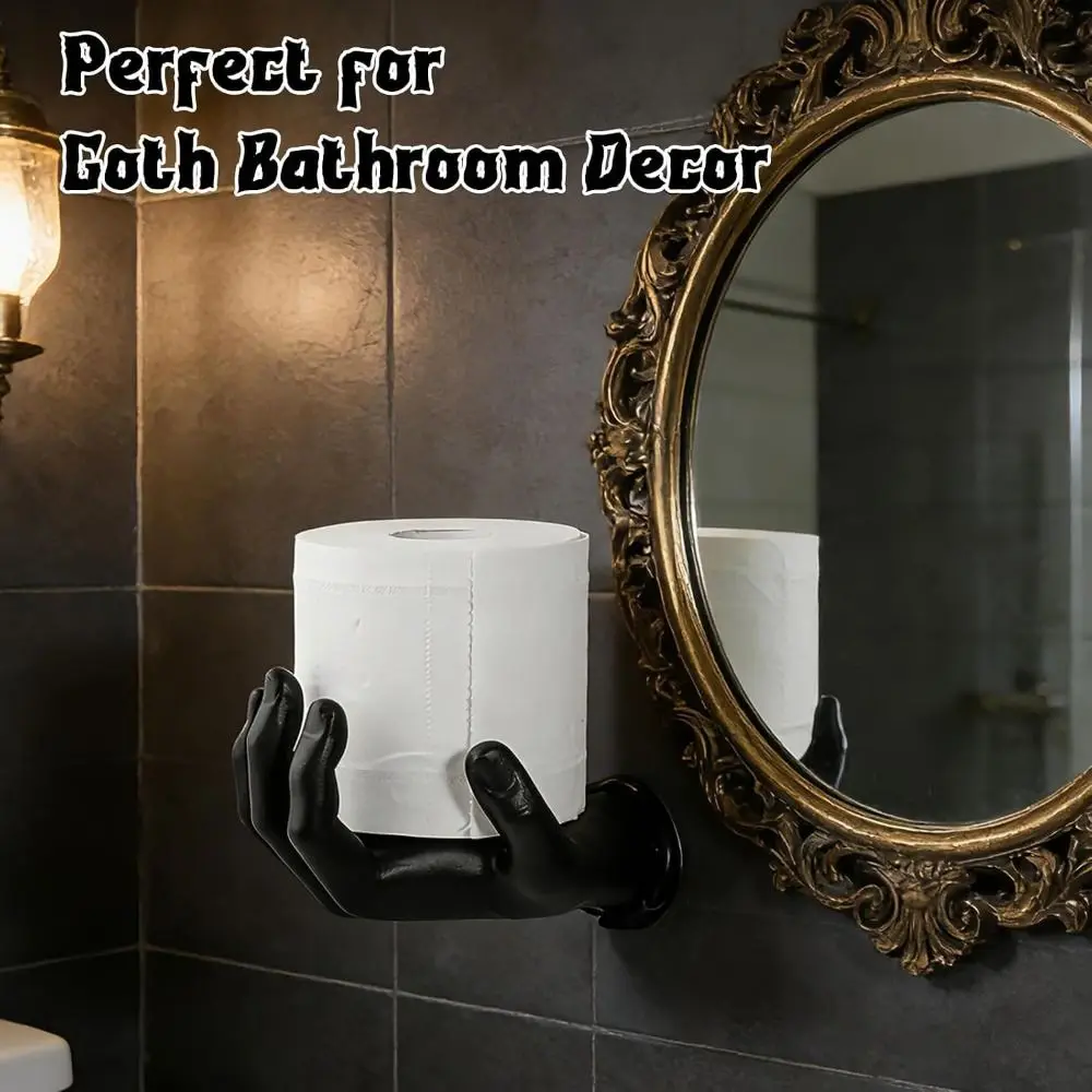 Gothic Style Toilet Paper Decoration Box Black Hand-Shaped Toilet Paper Holder Plastic Wall Mounted Bathroom Organizer Bathroom