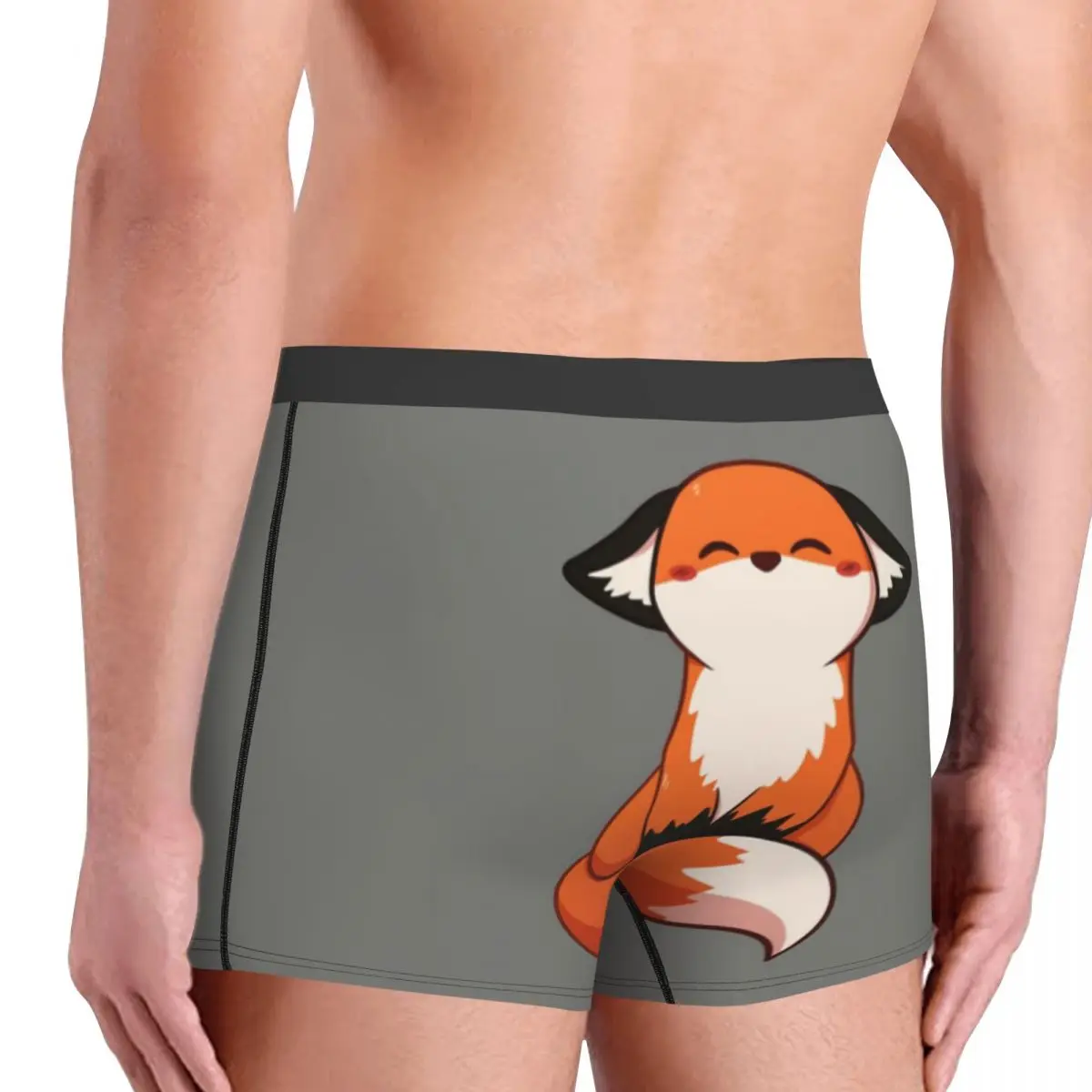 Custom Cute Fox Underwear Men Stretch Fashionable 3D Animal Printing Boxer Briefs