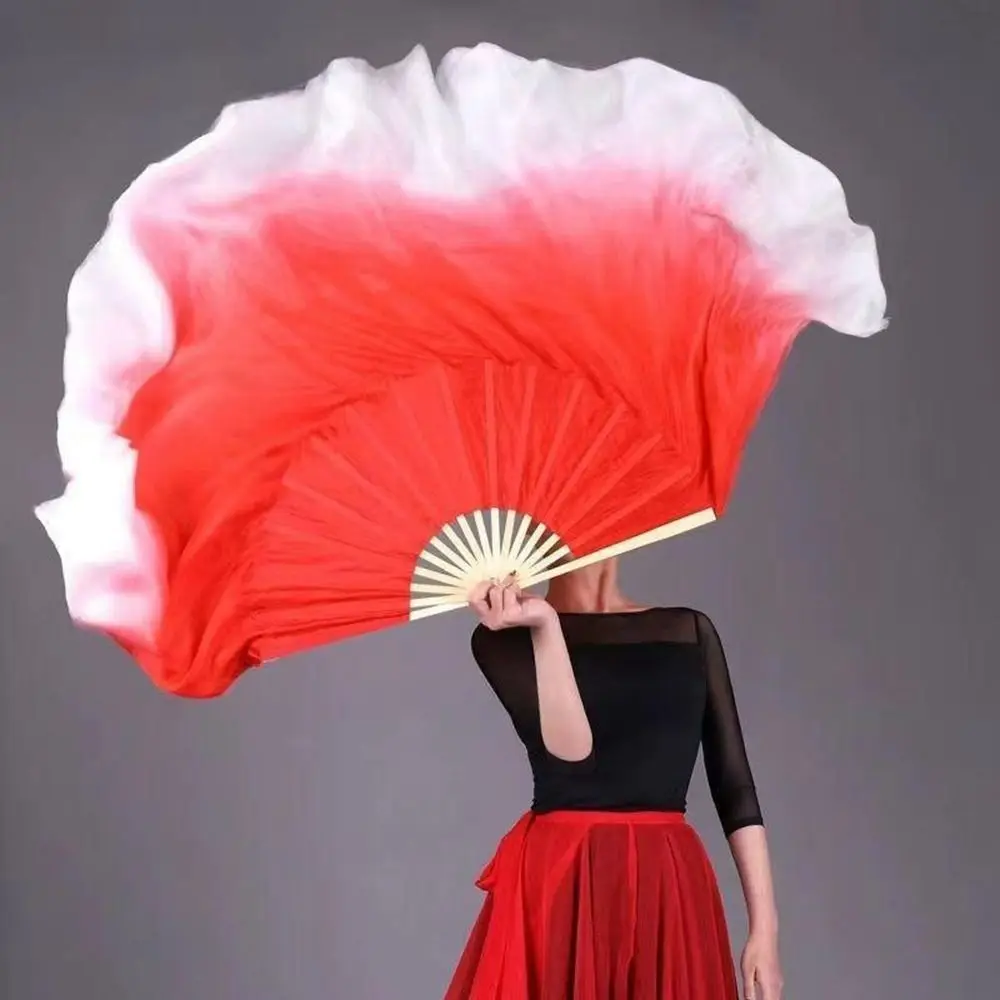 

31cm Bamboo Chinese Short Bellydance Fan Dancer Practice Multicolors Pairs Yangko Dance Bamboo Fans 10cm Half Circle Silk Veil