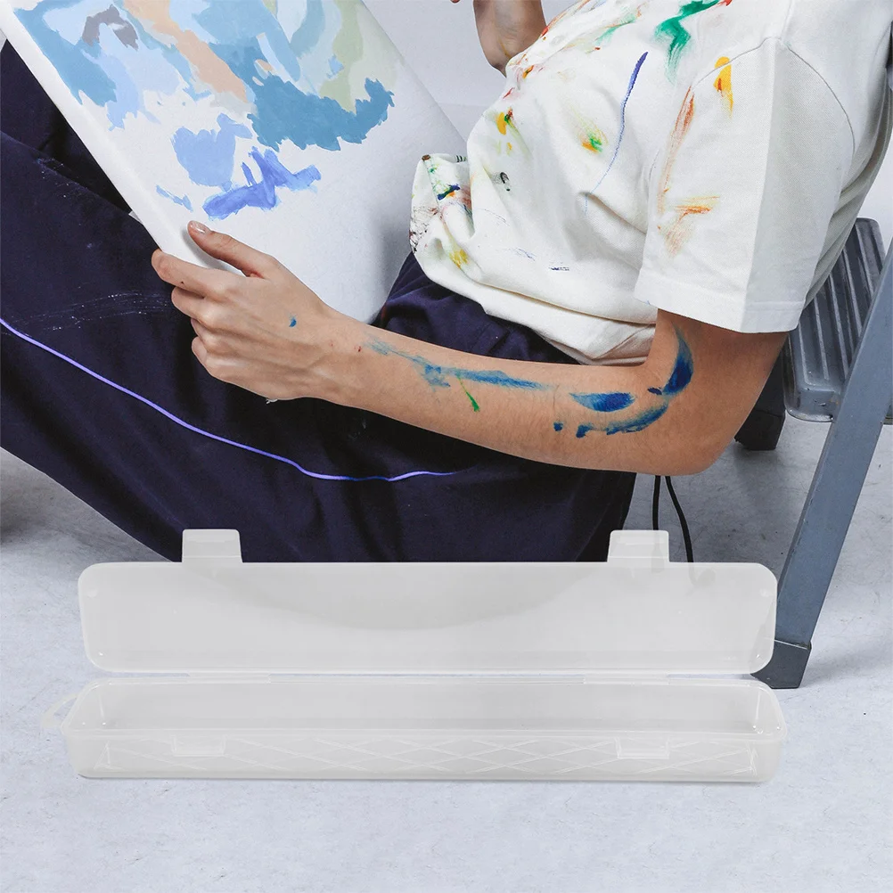 

3pcs Watercolor Paint Brush Storage Box Clear Transparent Organizer For Art Tools Portable Long Brush Holder Reusable Plastic