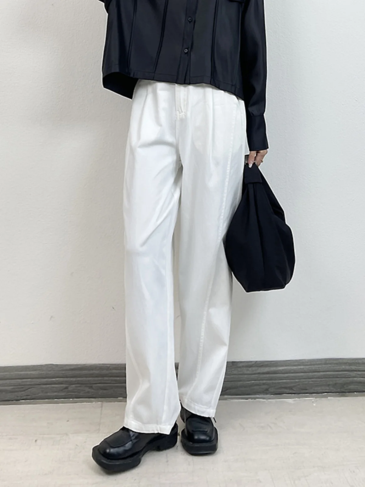 

Джинсы с высокой талией и широкими штанинами, повседневные, с поясом, в стиле «банан», универсальные, свободного кроя, стройнящие, удлиненные, весенние, новинка