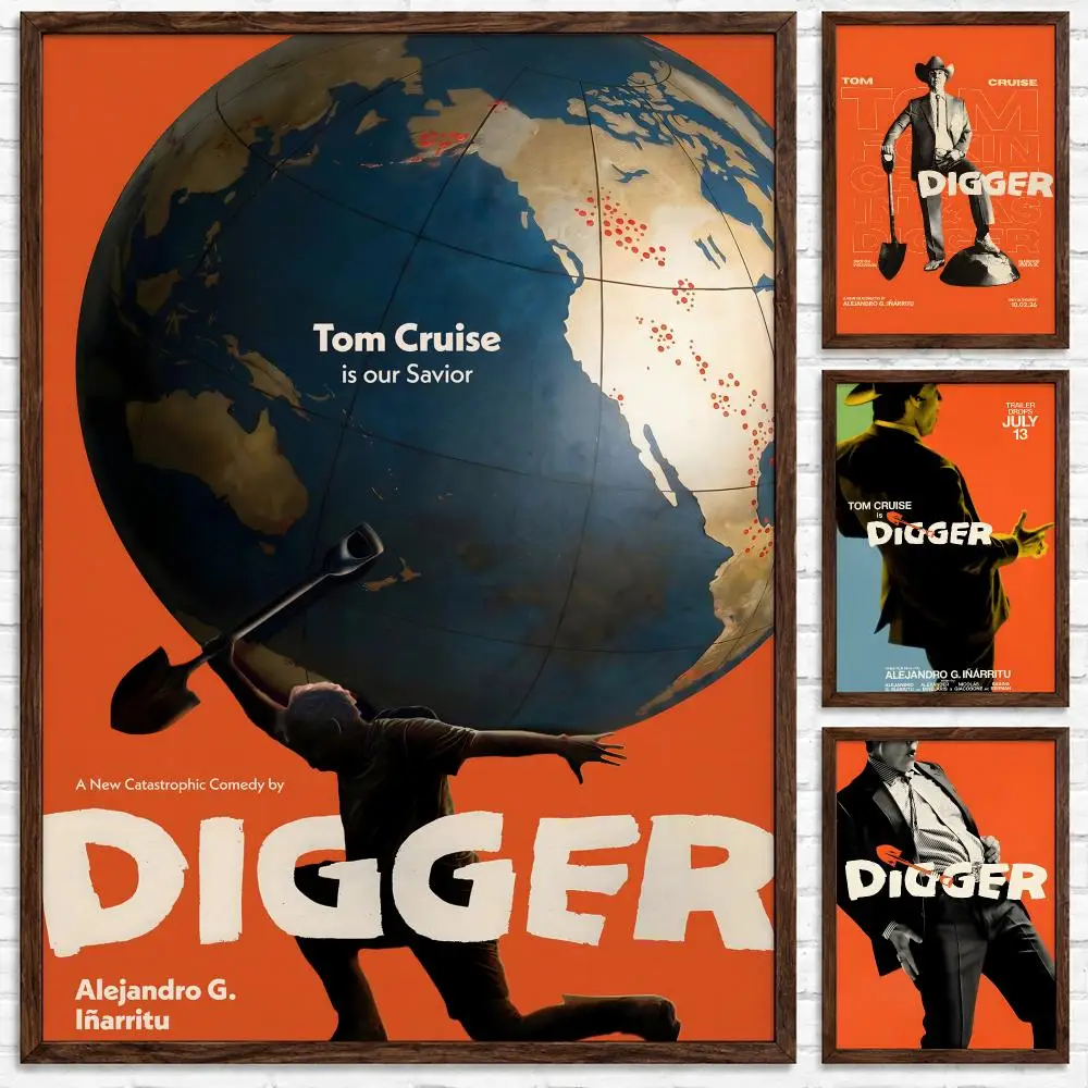 Satirical Dark Comedy Movie Digger Poster Self‑Adhesive Waterproof Poster Sticker Coffee House Bar Wall Art Home Decor