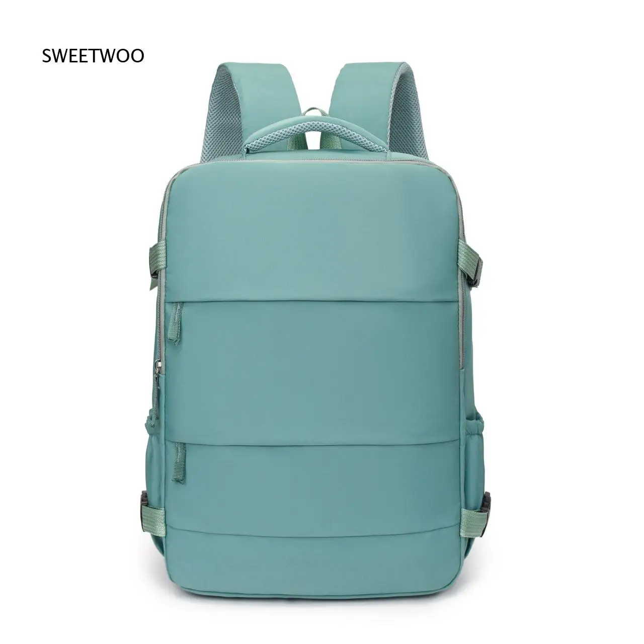 180 Degree Full Open Travel Backpack for  Green Nylon Carry On Luggage Bag Large Overnight Weekender Bag