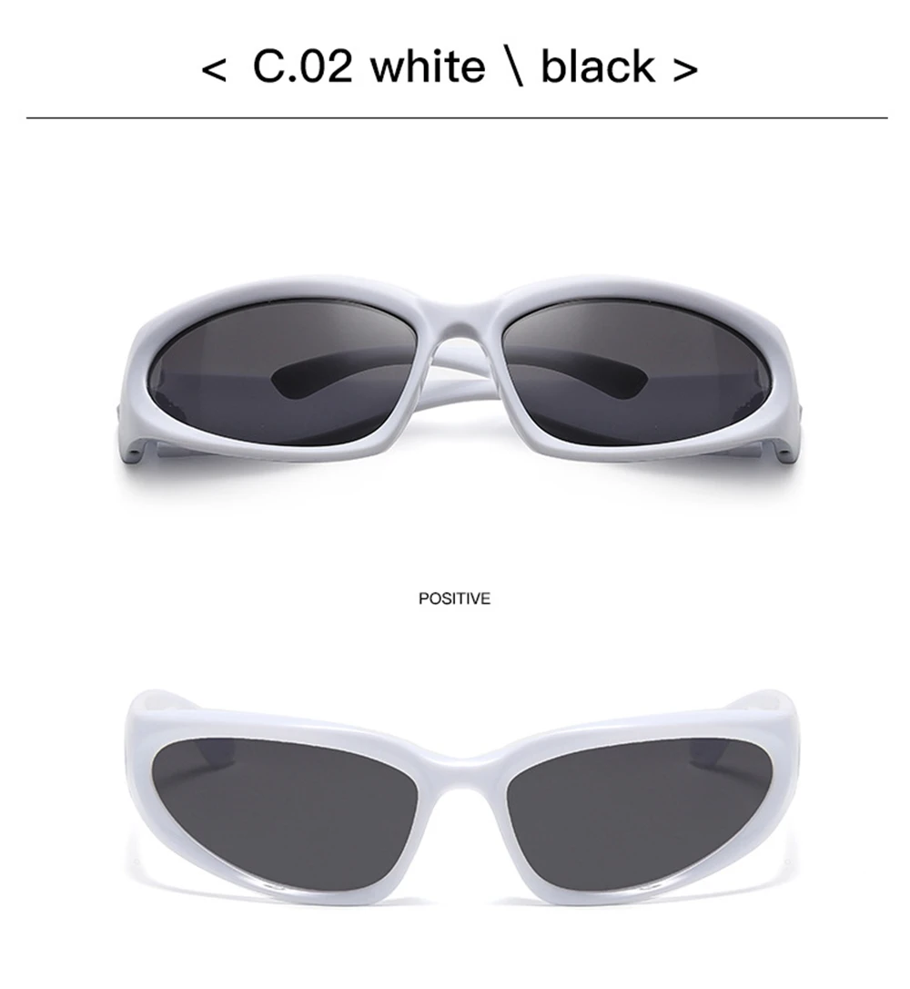 VIVIBEE Y2K Sonnenbrille für Damen, Steampunk-Spiegelgläser, Weiß, Sport-Schutzbrille, UV400, Punk-Sonnenbrille, Trendprodukt 2026 – Detail 15