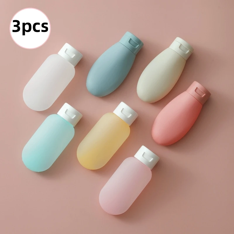 3pcs 60ml Refillable Bottle Soft Lotion Shampoo Container Squeeze Empty Portable Travel Bottle