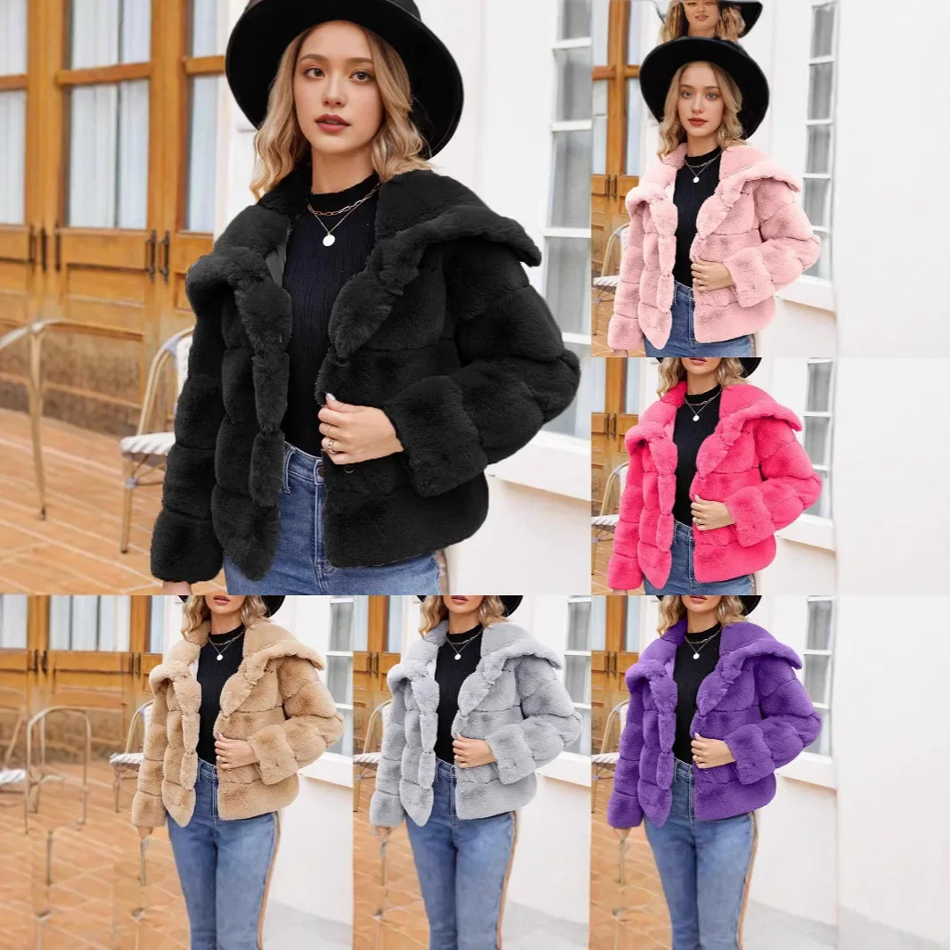 

KIDCRKJ зимняя женская шуба из искусственного меха с разделенным швом и воротником с лацканами, женская куртка из искусственного меха, темпераментная шикарная норковая шуба для женщин