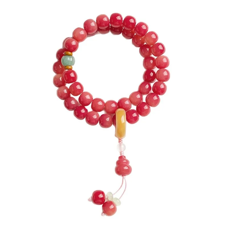 Bayberry Floating Pattern White Bodhi Root Bracelet Versatile New Chinese Style Prayer Beads for Women Gifts