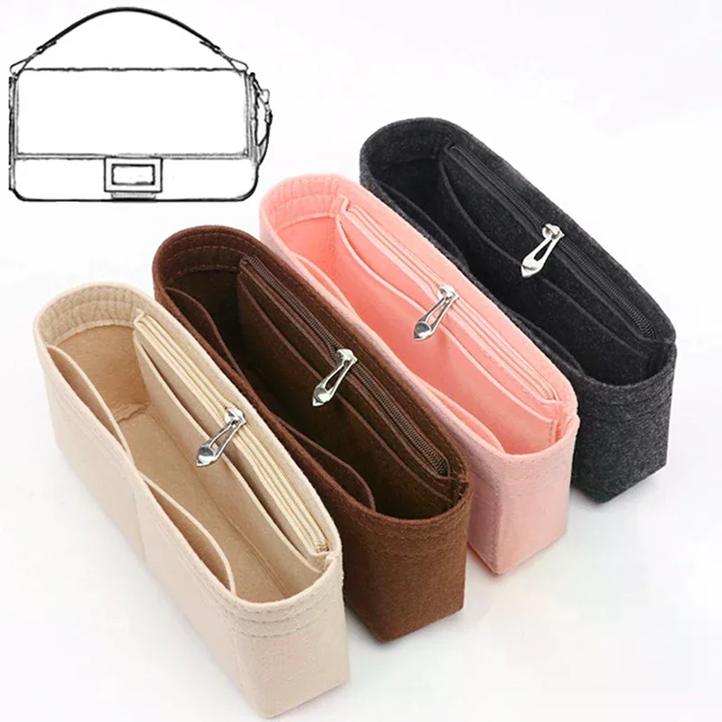 

1 шт., органайзер для сумок с фетровой вставкой, органайзеры для макияжа, вкладыш идеально подходит для брендовых женских сумок и косметичек