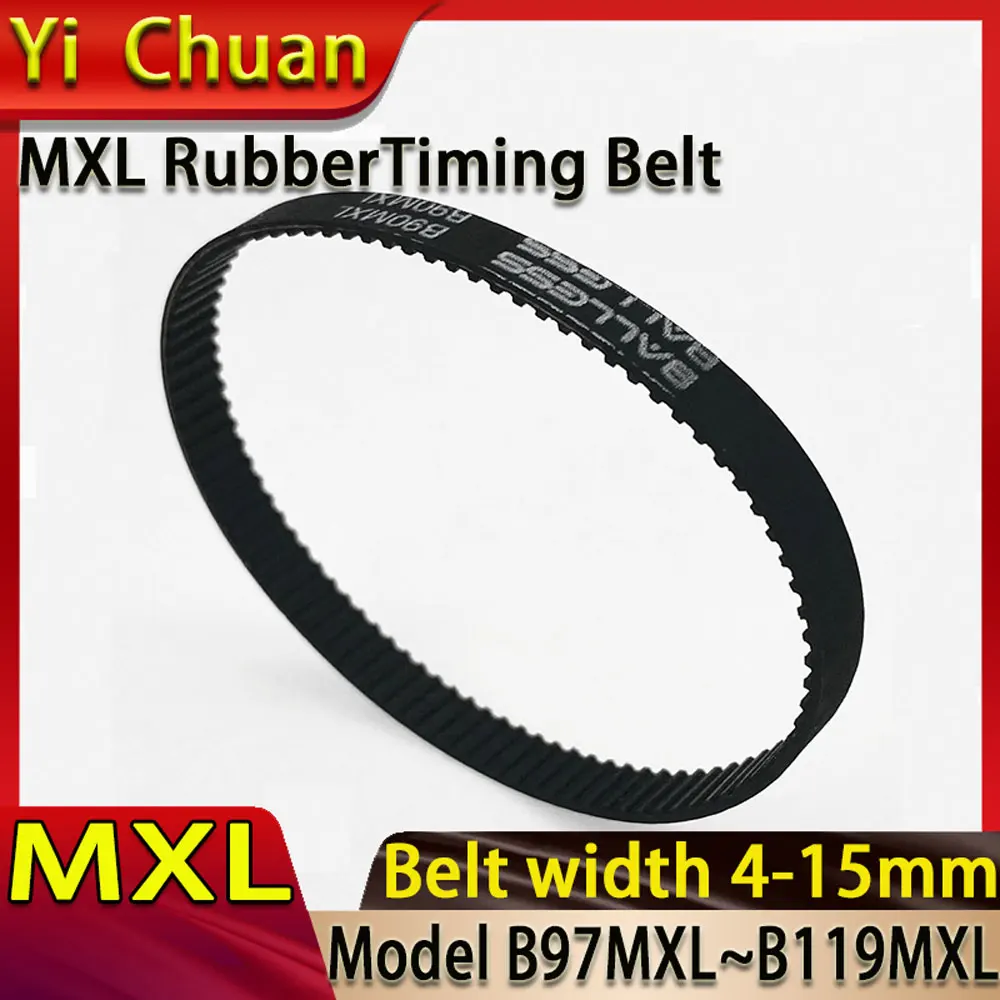 MXL 3D Printer Conveyor Belt ,Rubber Timing Trapezoidal Toothed Synchronous Belt MXL Type B97MXL~B119MXL Width 3/4/6/10/12/15mm