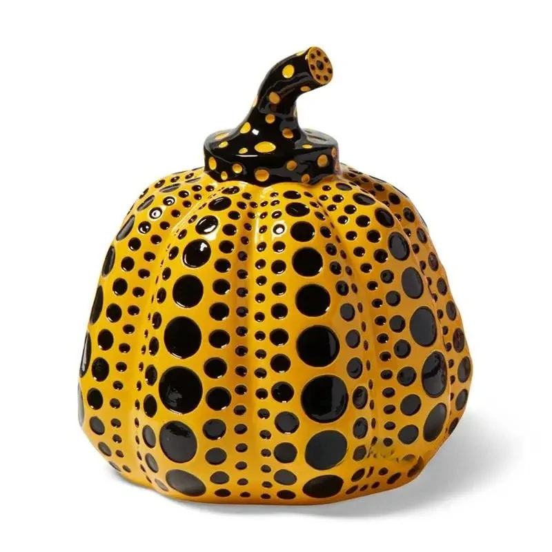 Creative Kusama Yayoi Pumpkin Statue Japanese Art Wave Point Pumpkin Sculpture Morden Resin Crafts Office Home Interior Decor Gi